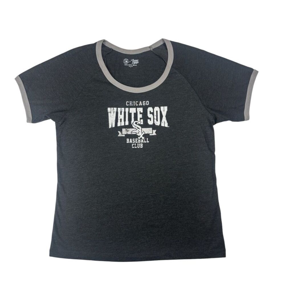 MLB Chicago White Sox Women's Heather Bi-Blend Ringer T-Shirt in Grey, XS